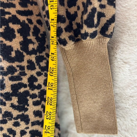 LOFT Knit Sweater Dress medium Leopard Print crew Neck Y2K Fall Autumn NWOT - Picture 9 of 13